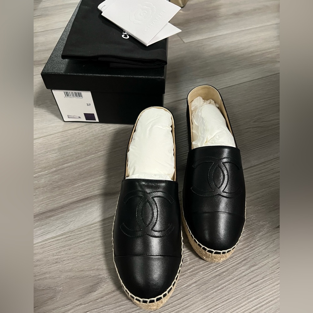 Chanel Black Espadrilles 37